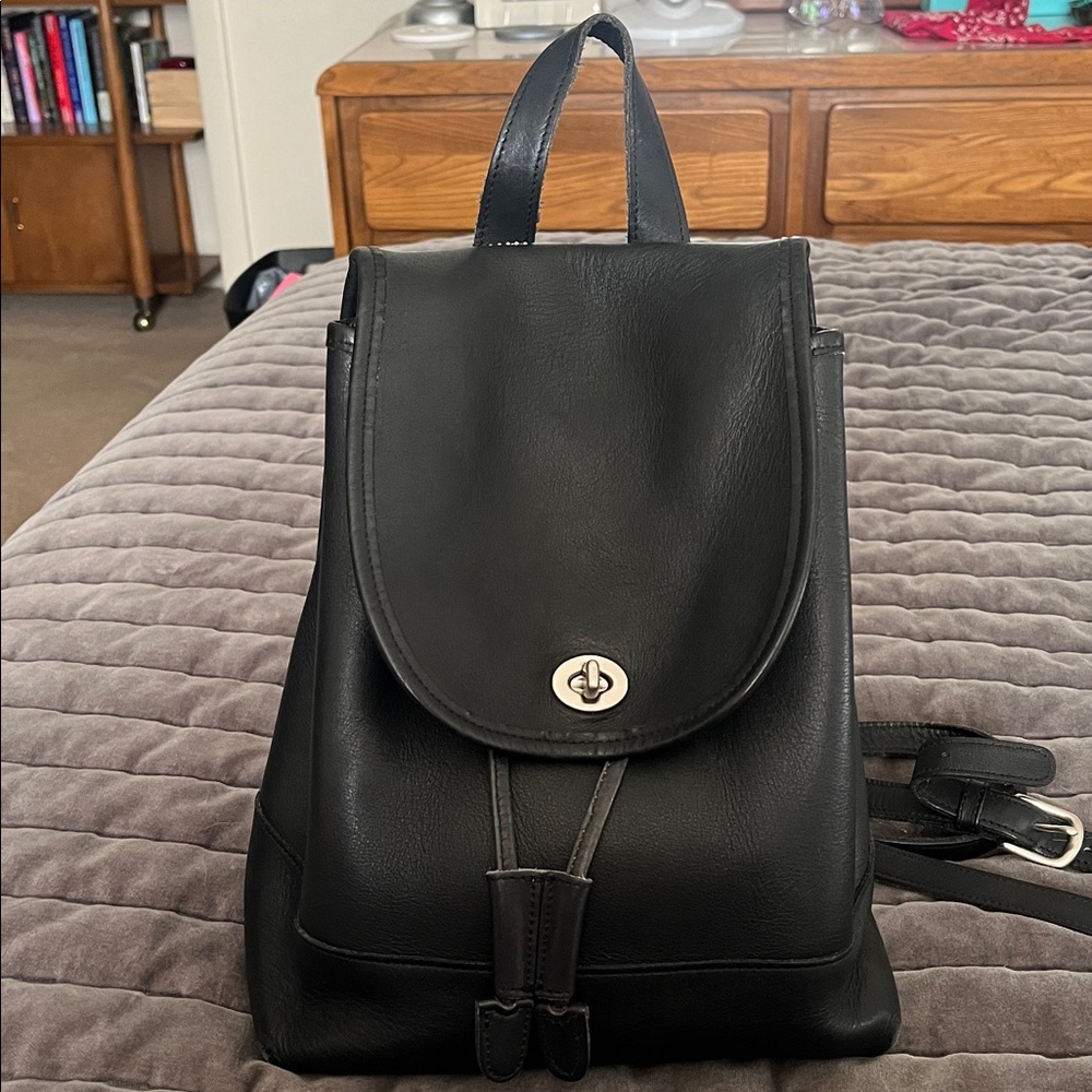 Coach Black Leather Daypack